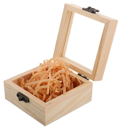 BESPORTBLE Caja De Madera De Estilo Vintage Con Tapa Transparente Caja De Baratijas Pequeña 3.34X3.34X1.88In Para Joyas Relojes Llaves Y Manualidades Organizador Multifuncional