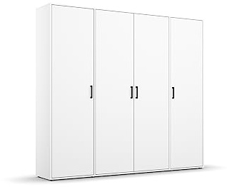 Rauch Möbel Voyager, Kleiderschrank, Farbe Weiß, Breite 187 cm | Schrank, Mehrzweckschrank, 4-türig, Zubehör Classic, für Schlafzimmer, Kinderzimmer, Studentenwohnung, Garderobe