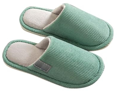 Pantoufles à bout fermé pour femme, pantoufles en mousse à mémoire de forme, confortables, confortables, souples, polyvalentes, antidérapantes, semelles plates pour couples, Vert, 36 2/3 EU