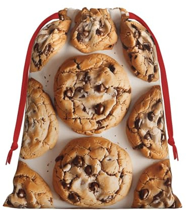Chocolate Chip Cookies Print Drawstring Bag wrap, String Pouches, Premium Packaging Bags for Business & Events L