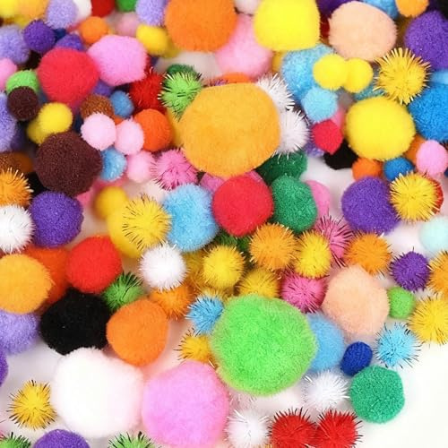1300 Stück Pompons Zum Basteln 1-3cm Filzkugeln Geeignet Für Kinder Und Erwachsene Ostern Weihnachten Dekoration DIY (Mehrfarbig)