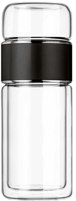 loyimioo Botella Infusora de Té Inteligente de Vidrio de Doble Pared Con Filtro de Acero Inoxidable, para Té en Hojas y Infusiones de Frutas, Botella de Agua Saludable para Uso Diario