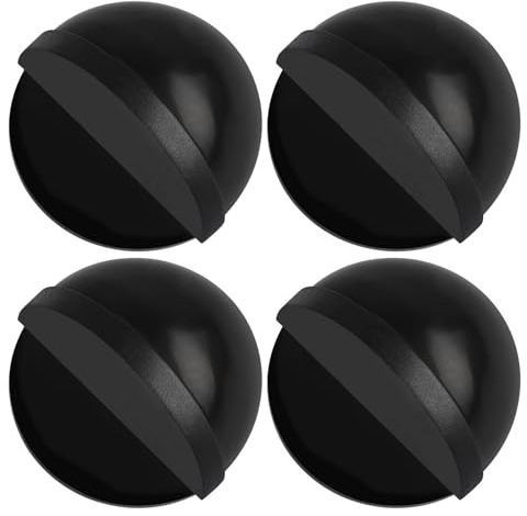 Nexlynk 4 Pcs Black Stainless Steel Self Adhesive Door Stopper, Silent Half Moon Floor Door Stop with Rubber Bumper, No Drill Anti Collision Wall Protector for Bedroom Bathroom Office