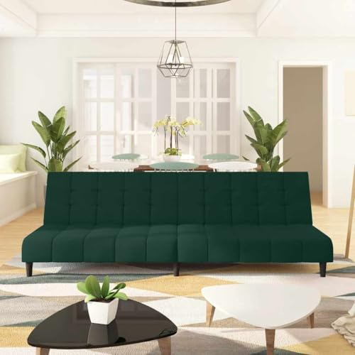 Frdhee Kleine Sofacouch Couchgarnitur Eckcouch,Schlafsofa 2 Sitzer Dunkelgrün Samt,Geeignet Für Wohnzimmer,Büro,Zimmer,Lounge,Schlafzimmer,Schnell Zu Montieren