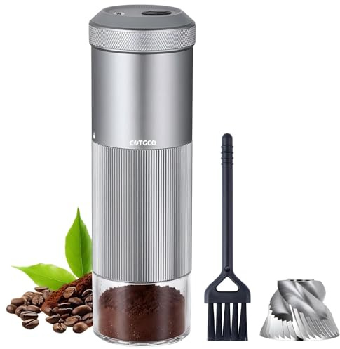 COTGCO Portable Electric Coffee Grinder, Small and Quiet USB Rechargeable Espresso Grinder with Stainless Steel Blade, for Home, Camping, Car Travel Outdoor Use