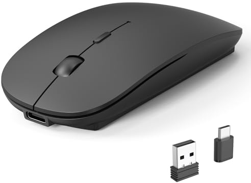 RaceGT Mouse wireless Bluetooth 5.4+USB C+USB A, mouse senza fili silenzioso ricaricabile, Magic Mouse ultra piatto per Mac, MacBook Air/Pro,ipad-Nero
