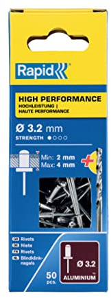 RAPID 5000383 - Remache Ø3.2x8mm. Alu + broca en blíster 50 Unds.