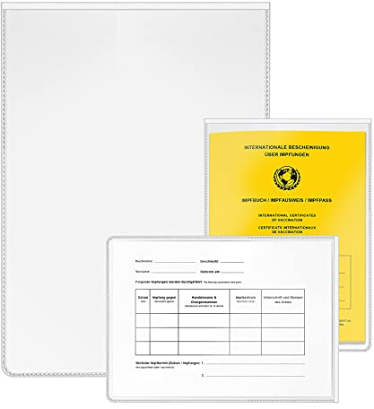 Hülle DIN A6 Schutzhülle 148 x 105 mm [1 Stück] Ausweishülle Impfbescheinigung für alten Impfpass Impfnachweis Impfbescheinigung