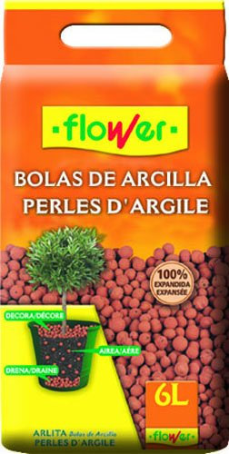 Flower - Bolas de Arcilla Expandida Decorativas | Mejora Aireación y Drenaje | Aumenta Porosidad Substratos | Supresión Natural de Malas Hierbas, Rojo, 28x7x35 cm, Plástico