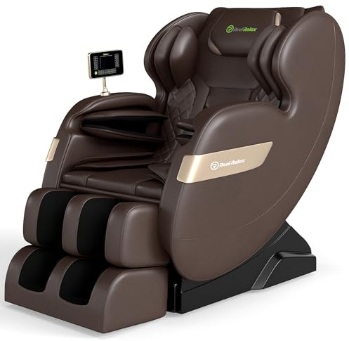 Real Relax 2025 Full Body Massage Chair of Dual-core S Track,Shiatsu Massage Recliner of Zero Gravity with APP and LCD Control,Bluetooth,Home or Office Use,Brown