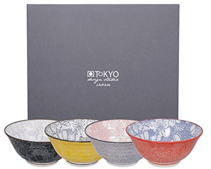 TOKYO design studio, Sakura, Schalen Set 4x14,8cm, Japan, rund, in dekorativer Geschenkbox. Schüsseln Porzellan Set.