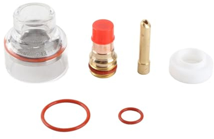 WP-Brenner Gaslinse Spannzange Körper Glas Tasse WIG-Schweißbrenner Kit Zubehör für WP-17/18/26 Brenner Zubehör Ersatzteile Wolfram Nadel Gummi Unterlegscheibe(2,4 MM) | WP-17/18/26 WIG Brenner Zubehör-Set für WIG Brenner, Gläser, Kragen und Wolframnadel, Gummischeibe
