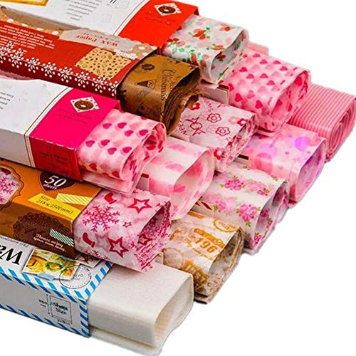 AMOYER 50 Pcs Beeswax Food Wrap Plastic Free Food Storage Organic Beeswax Wrap Eco Friendly Reusable Food Wrap