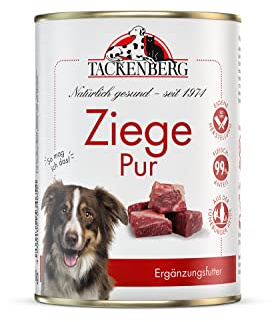 TACKENBERG 6 x 800 g (4,8 kg) Ziege Pur Nassfutter Dose für Hunde - Hundefutter für Sensible und allergische Hunde - natürlich getreidefrei