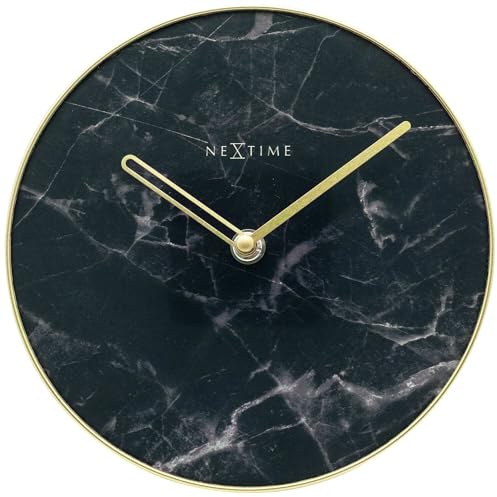 Nextime Tischuhr Marble Table Dia. 20cm Glass schwarz, 5222ZW