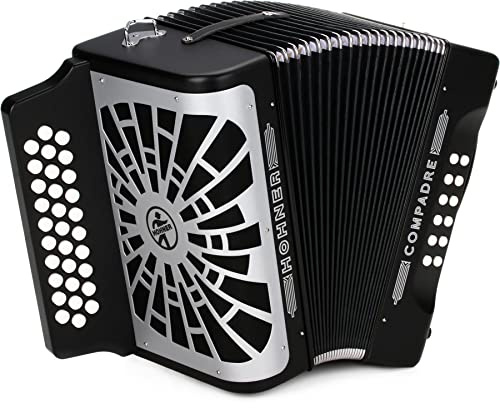 DIAT Akkordeons Knöpfe HOHNER Chromatisches Klavierakkordeon COMPADRE GCF ROT SILVER GRILL