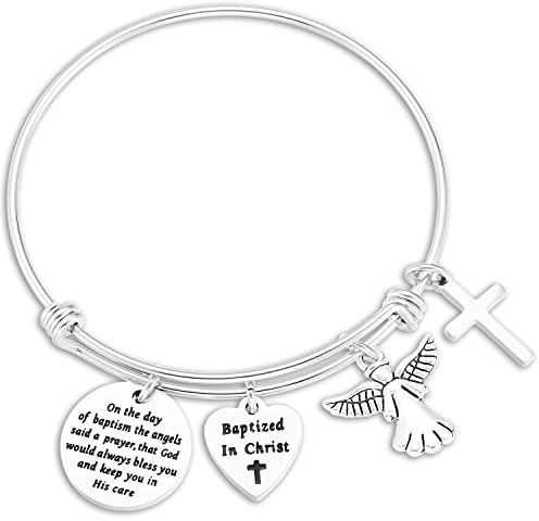 Kivosliviz Baptism Bracelet On The Day of the Baptism The Angels Said A Prayer Baptized Religious Jewelry