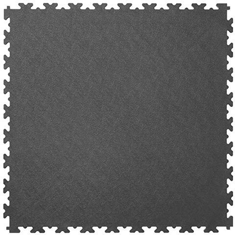 Heavy Duty Garage Flooring - 4 Tiles of PVC Interlocking Floor Tile, Gym Matting (497 x 497 x 7mm) (Graphite)