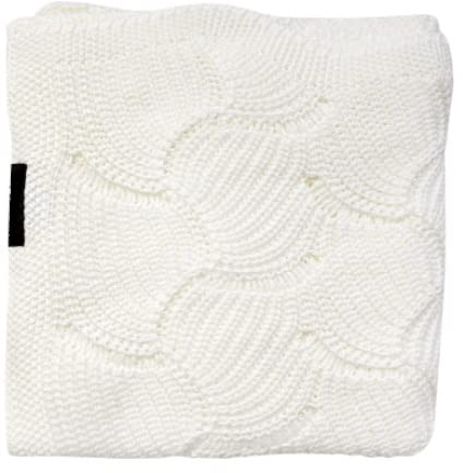 MiLeo Babydecke Mädchen Jungen weiß Stickdecke Boho Muschelmuster 80 x 100 cm Kuscheldecke für Ihr Baby Erstlingsdecke Spieldecke Puckdecke Geschenk zur Geburt Erstausstattung