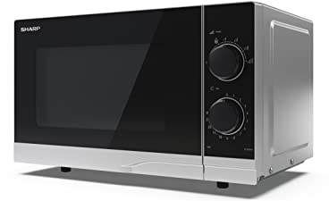 SHARP YC-PS201AU-S Compact 20 Litre 700W Manual control Microwave, 6 power levels, defrost function, LED cavity light - Silver