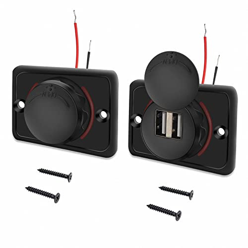 Caricabatteria Da Auto Dual Usb,3.1A 12V-24V Pannello Presa Di Ricarica,Presa Per Caricabatterie Rapido A Doppia Porta Con Copertura A Impermeabile,Per Barche Camion Camper Atv(2 pcs)