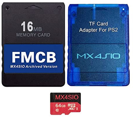 PS2 MX4SIO TF Card Adapter with 64G TF Card and PS2 FMCB MX4SIO Archived Version Card for PS2 All Versions, PS2 Memory Card