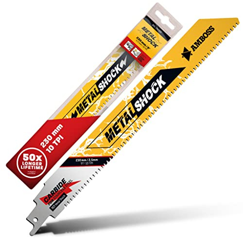 AMBOSS METAL SHOCK - 1x Säbelsägeblatt Länge 230 mm / 10 ZpZ - ideal für Abriss/Aufbau/Demontage/Rohrleitungsbau - geeignet für Edelstahl sowie Stahl (Rohre/Profile/Träger) sowie Gussrohre