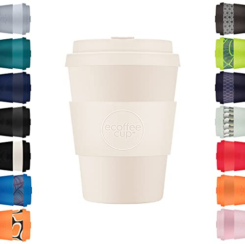 12oz 350ml Ecoffee Cup Wiederverwendbare umweltfreundliche 100% pflanzliche Kaffeetasse mit Silikondeckel und Hülle - Melaminfreie und biologisch abbaubare Reisetasse, Waicara