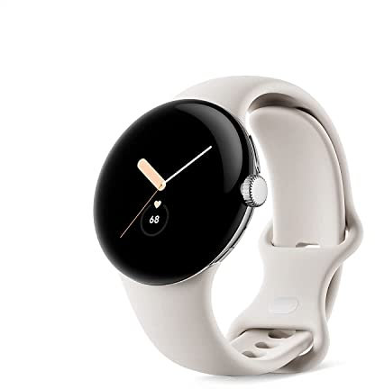 Google Pixel Watch – Android smartwatch with activity tracking – Heart rate tracking watch – Polished Silver Stainless Steel case with Chalk Active band, LTE