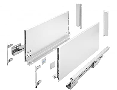 GTV- Sistema di Cassetti AXIS PRO, Set Guide Scorrevoli per Cassetti, Set di Cassetti, Portata fino a 40 kg, Cassetti Scorrevoli Con Chiusura ammortizzata - Larghezza 500mm, Altezza 200mm, Bianco
