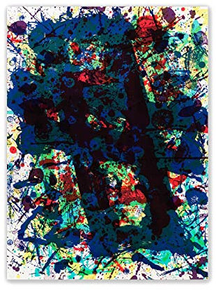 Sam Francis Farbige abstrakte Leinwand, Wandkunst, Bilder, berühmte Gemälde, Druck auf Leinwand, ohne Titel, 1992, Reproduktionen, Drucke für Wohnzimmer-Dekor, 70 x 100 cm, rahmenlos