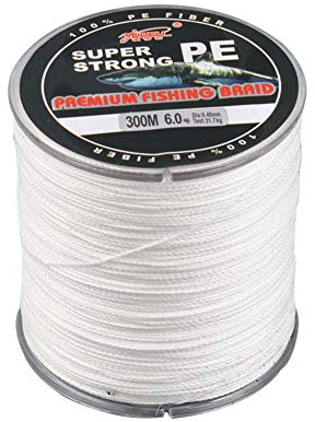 Amur Leopard 4-Fili Linea da Pesca Intrecciata in PE 300m Super Forte Lenza da Pesca Intrecciata Resistente all'Abrasione, Bianco, 6.0#/0.40mm/31.7kg