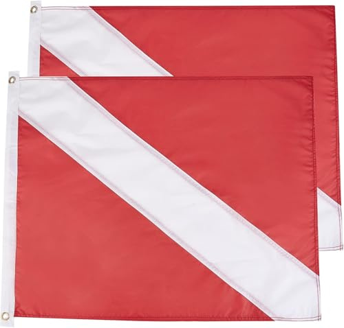 MOPHOEXII Lot de 2 drapeaux de plongée avec œillets dorés - Drapeau alpha - Marqueur de drapeau de bateau - 50,8 x 61 cm pour la plongée avec tuba, la plongée, les activités sous-marines