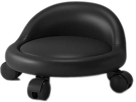 WAEYZ Leder Kissen Rollsitze, Niedrige Rollensitz Hocker Auf Rädern Stuhl, mit Rückenlehne Kleine 360 Drehung Rolling Stool Sitze für Home Office Fitness Runde Rolling Seat