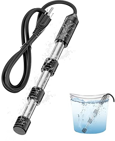 YOUTHTXY 2000W Portable Immersion Water Heater, Made with 304 Stainless Steel and Safety Silicone Cover. Ideal for Bathtubs, Pools, Buckets, Livestock. Heats 5 Gallons of Water Quickly, Easy to Use