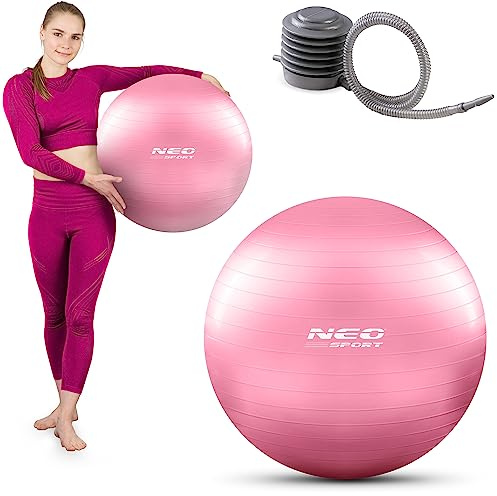 Neo-Sport Neosport Ergonomischer Gymnastikball - Rutschfester Übungsball - Anti-Burst-System, Fitnessball - für Rehabilitationsübungen, für Schwangere Frauen, als Stuhlersatz - 55 cm - Rosa, Violett