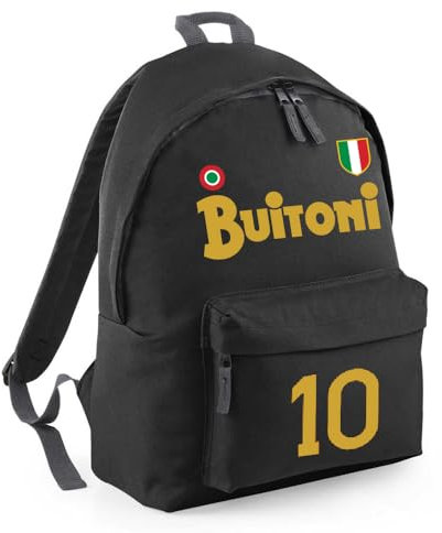 PRS - Zaino sportivo tifoso Napoli,zaino ricordo del Primo Scudetto del Napoli 1987/88,zaino casual per scuola,vacanza, stadio,tempo libero (Nero)