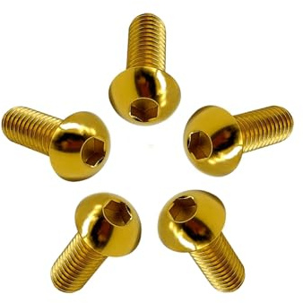 RISON 5 Stück Titan Linsenkopfschrauben mit Innensechskant M6x20mm, Vollgewinde kopfschraube aus Titan GR5, Flachkopfschraube Linsenschraube Knopfschraube Rundkopf Schrauben