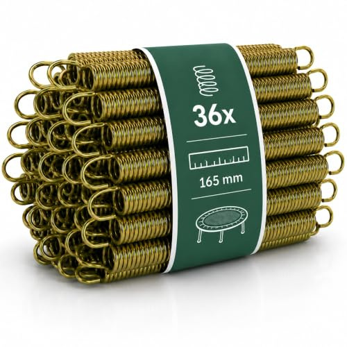 Arebos Trampolin Federn 165 mm 36 Stück Federset Ersatzfedern Trampolinfeder Zugfeder aus Edelstahl, rostfrei Stahlfeder Spiralfeder Befestigung Ersatzteile Gartentrampolin