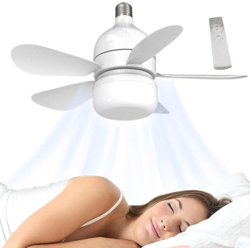 shpuuyy Ventola con presa con telecomando, Ventola con lampadina con telecomando - ventilatore a lampadina con telecomando,Lampadine creative per ventilatori di ricambio, luce d'atmosfera per