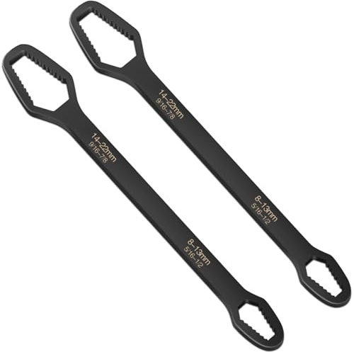 ZUZUAN 2pcs Black Universal Wrench,8-22mm Universal Torx Wrench,Double-ended Self-tightening Adjustable All in One Tool
