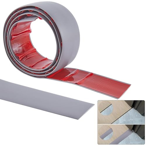 GORGECRAFT Floor Transition Strip 5cm x 1.2m Self Adhesive PVC Cover Edge Trim Laminate Flooring Flat Divider Gap Covering Joining Strip for Door Bars Carpet Threshold Transition Floor Tiles, Gray