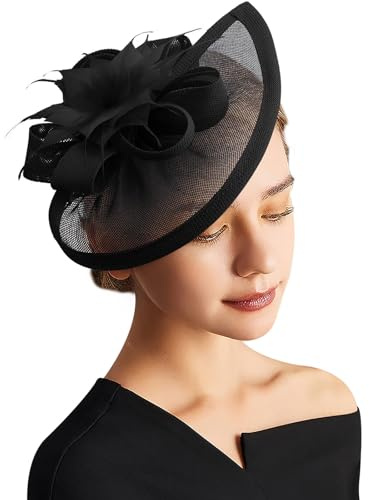 DRESHOW Fascinator Hatt Teparty Hatt Vintage Pillbox Hatt Pannband Cocktail Huvudbonad för Flickor och Kvinnor