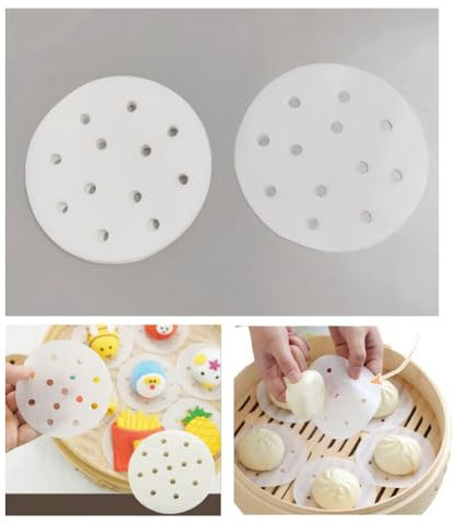 500 Sheets 4Bao Bun Steamer Liners Steamer Paper,Dumpling Steamer Liners,Bamboo Steamer Liner,Steamer Paper used for Making Buns, Dumplings and Meat Patties (4)