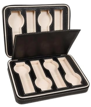 MZSKLW Uhrenbox Uhren-Organizer-Gehäuse, Uhrenbox, Handtasche, Armbanduhren, 8 Fächer, Uhrengehäuse, Display-Halter, Tragetasche, Sportuhr, Reiseetui Uhrenkoffer(Black)