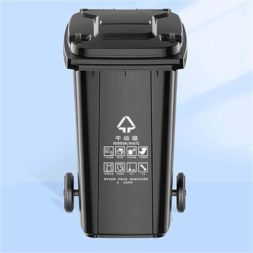 TINGMIAN Cubo Basura Exteriores con Ruedas Y Tapa, 80L 100L 120L 240L Contenedor Basura Grande Resistente For Patios, Cocinas Y Entretenimiento Al Aire Libre(Black,80L)