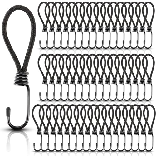 Oungy 50 Stück Planenspanner mit Haken, Spanngummi Kurz, Expander mit Haken, Spannhaken, GummibäNder mit Haken, Multifunktional Spannhaken, Gummispanner für Plane Netze Zelte Anhängerplane Banner