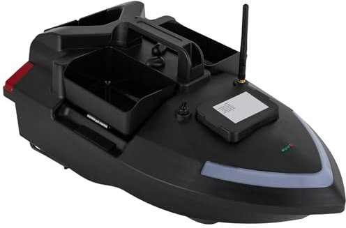 soudesileim Futterboot mit GPS12000 mAh, Ferngesteuertes 500m, Automatische Rückkehr, Dual-Motoren, Köderboot mit 3 Unabhängige Köderfächer, Fischköder Boot (Schwarz)