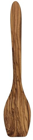Kochlöffel Wender „Nova“ aus Olivenholz 35 cm – handgefertigt & naturbelassen | Holzlöffel mit flachem, breitem Griff | Nachhaltiger Küchenhelfer, vegan, pflegeleicht | imediterranen Design