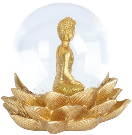 Abaodam Crystal Ball Buddha Statue Ornament Buddha Sculpture Crafts Lotus Base Home Decor for Monk Themed Spaces Garden Decor Sculpture Ornaments